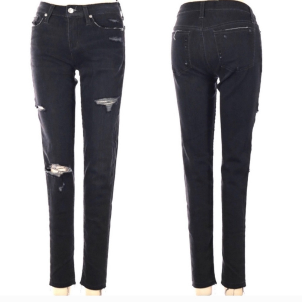 Joe's Jeans Black Jael Wash Skinny Ankle Distressed Frayed Jeans Women's Size 29